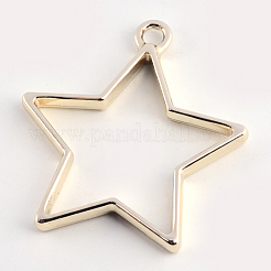 Rack Plating Alloy Star Open Back Bezel Pendants&nbsp;X-PALLOY-S047-40D-FF