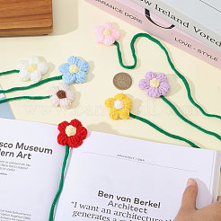 7Pcs 7 Colors Polyester Crochet Flower Bookmarks&nbsp;AJEW-CA0004-54