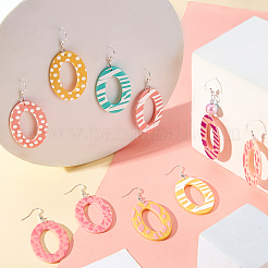 20Pcs 10 Styles Oval Opaque Printed Acrylic Pendants&nbsp;DIY-PH0002-81