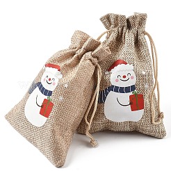 30Pcs 15 Styles Christmas Printed Jute Cloth Storage Pouches&nbsp;ABAG-YW0001-10