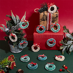 30Pcs 3 Colors Polyester & Hemp Sisal Christmas Wreath Hanging Decorations&nbsp;HJEW-WR0001-22A