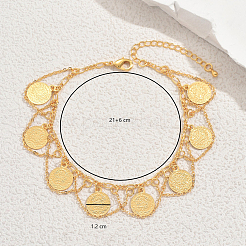 Vintage Iron Round Coin Chain Tassel Anklets for Women&nbsp;LU3450