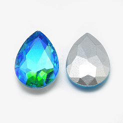 Pointed Back Glass Rhinestone Cabochons&nbsp;RGLA-T017-10x14mm-05