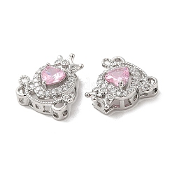 Brass Micro Pave Pink Cubic Zirconia Charms&nbsp;KK-F860-74P-02