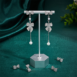 4 Pairs Rack Plating Brass Micro Pave Cubic Zirconia Bowkont Earring Findings&nbsp;KK-BC0013-71P
