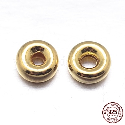Real 18K Gold Plated Flat Round 925 Sterling Silver Spacer Beads&nbsp;STER-M101-10-5mm