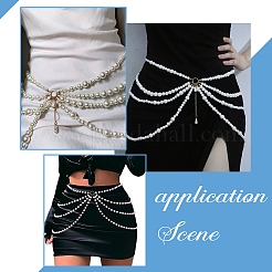 2Pcs 2 Styles Multi Layered ABS Plastic Pearl Beaded Chain Belts&nbsp;AJEW-FG0004-01