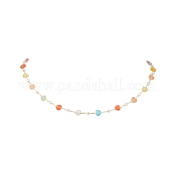 Colorful Cat Eye Heart & Plastic Pearl Link Chain Necklaces&nbsp;NJEW-JN05453