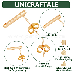 20Pcs Rectangle Brass Stud Earring Findings&nbsp;KK-UN0002-25
