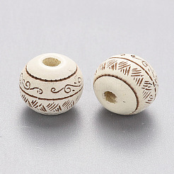 Painted Natural Wood Beads&nbsp;X-WOOD-N006-02A-04