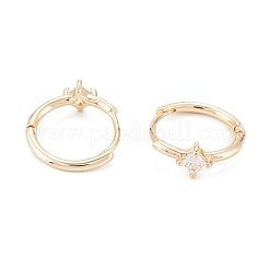 Brass Micro Pave Clear Cubic Zirconia Hoop Earring Findings&nbsp;KK-D063-06G