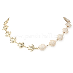 304 Stainless Steel & Synthetic Turquoise Link  Necklaces for Women&nbsp;NJEW-JN06013