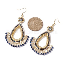 Handmade Seed Beads with Synthetic Blue Spinel Dangle Earrings&nbsp;EJEW-MZ00139
