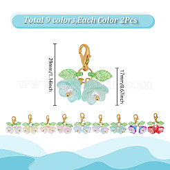 18Pcs 9 Coloes Lily of the Valley Glass & Acrylic Pendant Decorations&nbsp;HJEW-GO00105