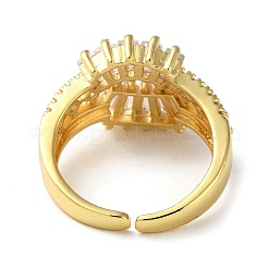 Rack Plating Brass Cubic Zirconia Open Cuff Rings&nbsp;RJEW-K249-19G