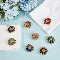 8Pcs 8 Colors Flower Brass & Glass Rhinestone Cufflinks&nbsp;FIND-CY0002-39