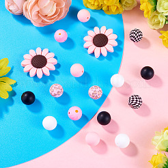 1Bag Sunflower & Round Silicone Focal Beads&nbsp;SIL-TA0003-42