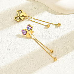 Fashionable 201 Stainless Steel Bowknot Tassel Stud Earrings&nbsp;AO5773-1