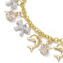 Summer Beach Dolphin & Bowknot Alloy Eanmel Charm Bracelets&nbsp;BJEW-JB10382