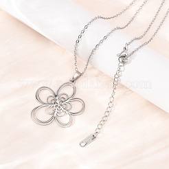304 Stainless Steel Flower Pendant Cable Chain Necklaces for Men Women&nbsp;NJEW-K308-05B-P
