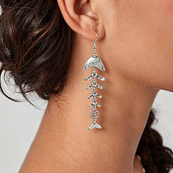 Ocean Alloy & Synthetic Turquoise Dangle Earrings&nbsp;WGCA288-02