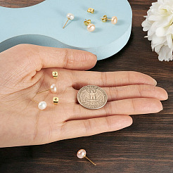 6Pcs 3 Colors Natural Cultured Freshwater Pearl Stud Earrings&nbsp;EJEW-TAC00026