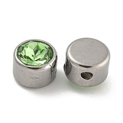 304 Stainless Steel K9 Glass Transparent Glass Beads&nbsp;STAS-U024-18P
