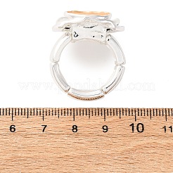 Zinc Alloy & Enamel Stretch Finger Rings for Women&nbsp;RJEW-M101-01C-G