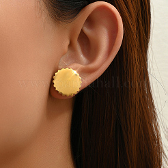 Elegant Irregular 201 Stainless Steel Flat Round Stud Earrings&nbsp;EV2477