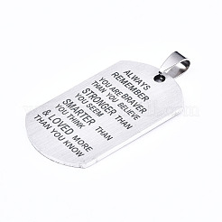 Non-Tarnish 201 Stainless Steel Quote Pendants&nbsp;STAS-T044-232P