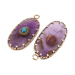 Natural Amethyst & Synthetic Turquoise Carved Pendants&nbsp;GG-CBA5963-02H