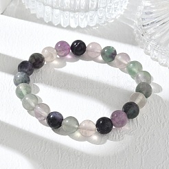 Natural Fluorite Round Beaded Stretch Bracelets&nbsp;GG-CBA12F1-02A-04