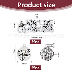 60Pcs 2 Styles Christmas Themed Tibetan Style Alloy Pendants&nbsp;FIND-FH0010-20