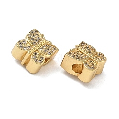 Brass Micro Pave Clear Cubic Zirconia Beads&nbsp;KK-L257-28G
