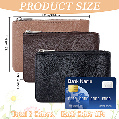 3Pcs 3 Colors Litchi Print PU Leather Zip Pouches&nbsp;ABAG-CP0001-07