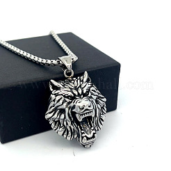 Vintage Punk Wolf Head 304 Stainless Steel Pendant Necklaces for Men&nbsp;HO0962