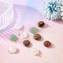 10 Pcs Tiger Eye & Red Jasper & Rose Quartz & Green Aventurine & Quartz Crystal Pendants&nbsp;PALLOY-TA00206