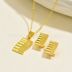 Brass Rectangle Pendant Necklace & Stud Earrings Sets for Women&nbsp;YQ0575