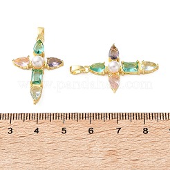 Brass Pave Cubic Zirconia Pendants&nbsp;CU-CBA2554-04G