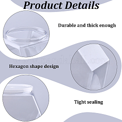 Hexagon Plastic Screw Top Bead Jars with White Lid&nbsp;CON-WH20029-001A