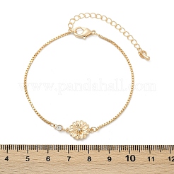 Brass Micro Pave Cubic Zirconia Birthday Flower Link Bracelets&nbsp;BJEW-U031-01G-04