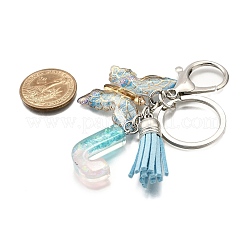 26Pcs Transparent Epoxy Resin & Transparent Acrylic & Faux Suede Tassel Keychain&nbsp;KEYC-JKC01202-10