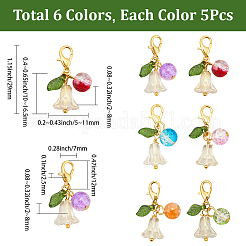 30Pcs Flower Round Acrylic & Glass Locking Stitch Marker&nbsp;HJEW-SC0002-22