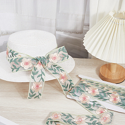 4.9~5 Yards Polyester Embroidery Organza Flower Trim Ribbon&nbsp;OCOR-CY0001-15B