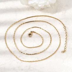1.3MM 304 Stainless Steel Boston Link Chains Necklaces for Women Men&nbsp;NJEW-Z115-12G-03