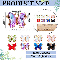 32Pcs 8 Colors Alloy Glass Charms&nbsp;FIND-ME0001-95