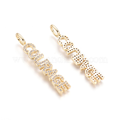 Brass Micro Pave Clear Cubic Zirconia Pendants&nbsp;ZIRC-L085-44G