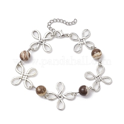 Alloy Natural Mixed Gemstone Link Bracelets for Women&nbsp;BJEW-JB11684