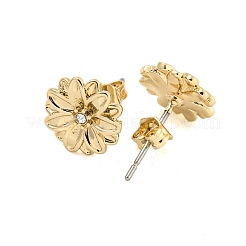 Brass Micro Pave Cubic Zirconia Ear Studs&nbsp;EJEW-P283-01G-04