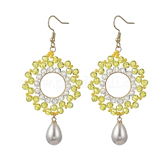 Brass Glass Beads Dangle Earrings&nbsp;EJEW-MZ00764